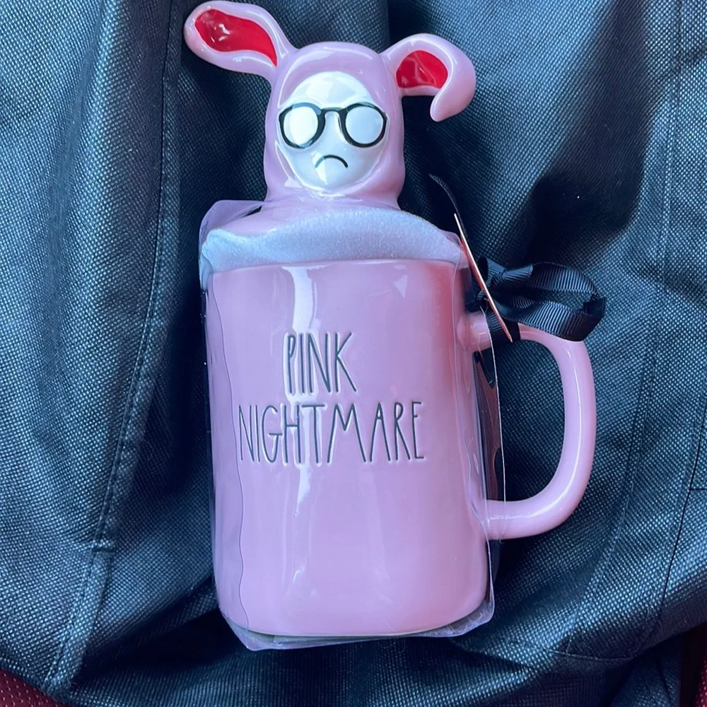 Rae Dunn Pink Nightmare A Christmas Story Mug with Topper - Picture 2 of 4